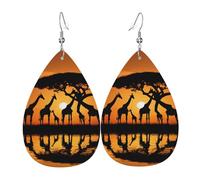 Teardrop Leather Dangle Earrings Africa Giraffe Magnificent Tree | Orecchini in pelle a forma di lacrima Accessories Per adatti per l'uso quotidiano decorazione per abbigliamento