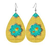 Teardrop Leather Dangle Earrings Happy Nowruz | Orecchini in pelle leggeri e lussuosi Per decorazione per abbigliamento feste e appuntamenti