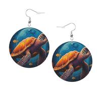 Teardrop Leather Dangle Earrings Sea Turtle & Coral 2Pcs | lacrima Teardrop Leather Dangle Earrings Jewelry Per decorazione per abbigliamento