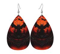 Teardrop Leather Dangle Earrings Skeleton Bat In The Blood Moon 2Pcs | leggeri e lussuosi Teardrop Leather Dangle Earrings design di fascia alta Per decorazione per abbigliamento
