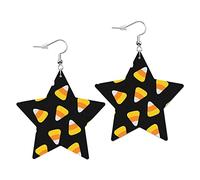 Teardrop Leather Dangle Earrings Star Candy Corn | orecchini da donna pelle sintetica lacrima Per adatti per l'uso quotidiano feste e appuntamenti