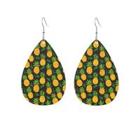 Teardrop Leather Dangle Earrings Tropical Pineapple 2Pcs | Jewelry Teardrop Leather Dangle Earrings lacrima Per Every Outfit