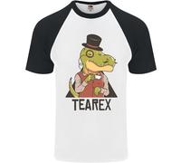 Tearex Divertente Dinosauro Tè Bevitore DA UOMO S/S Baseball T-Shirt
