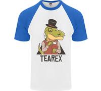Tearex Divertente Dinosauro Tè Bevitore DA UOMO S/S Baseball T-Shirt