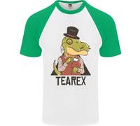 Tearex Divertente Dinosauro Tè Bevitore Uomo S/S Baseball T-Shirt