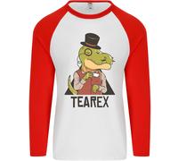 TeaRex Divertente T-Rex Dinosauro Bevitore Di Tè Uomo L/S Maglietta Da Baseball