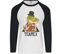 TeaRex Divertente T-Rex Dinosauro Bevitore Di Tè Uomo L/S Maglietta Da Baseball