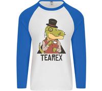 TeaRex Divertente T-Rex Dinosauro Bevitore Di Tè Uomo L/S Maglietta Da Baseball