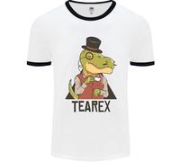 TeaRex Divertente T-Rex Dinosauro Bevitore Di Tè Uomo Ringer T-Shirt