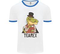 TeaRex Divertente T-Rex Dinosauro Bevitore Di Tè Uomo Ringer T-Shirt