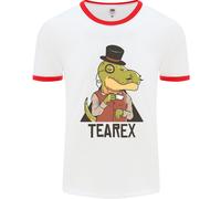 TeaRex Divertente T-Rex Dinosauro Bevitore Di Tè Uomo Ringer T-Shirt