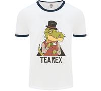 TeaRex Divertente T-Rex Dinosauro Bevitore Di Tè Uomo Ringer T-Shirt