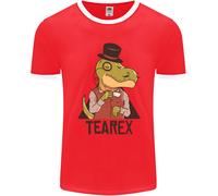 TeaRex Divertente T-Rex Dinosauro Bevitore Di Tè Uomo Ringer T-Shirt FotL