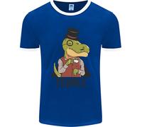 TeaRex Divertente T-Rex Dinosauro Bevitore Di Tè Uomo Ringer T-Shirt FotL