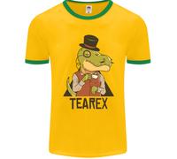TeaRex Divertente T-Rex Dinosauro Bevitore Di Tè Uomo Ringer T-Shirt FotL