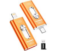 TEARMOS Chiavetta fotografica da 512 GB per iPhone Flash Drive, memoria per telefono per foto e video, compatibile con iPhone, iPad, Android, PC, Plug & Play, nessuna app richiesta (arancione cosmico)