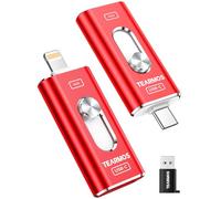 TEARMOS Chiavetta fotografica da 512 GB per iPhone Flash Drive, memoria per telefono per foto e video, compatibile con iPhone, iPad, Android, PC, Plug & Play, nessuna app richiesta (rosso scuro)