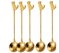 Teaspoons Set of 5-11.7 cm / 4.61 in, Stainless Steel Tea Spoon for Coffee & Dessert, Cat Spoon Cute Kitten Stirring Spoons for Milkshake Ice Cream, Dessert, Cake, Milk & Stirring