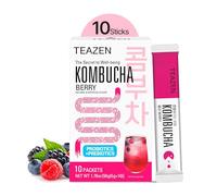 TEAZEN - Kombucha Berry - Bevanda Istantanea al Tè Probiotico - 10 Bustine - Senza Zucchero, Vegan, Bassa Caloria - Preparazione per Bevanda Coreana con Prebiotici