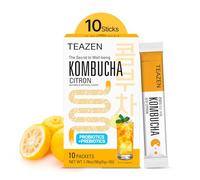 TEAZEN - Kombucha Limone Yuzu - Tè Istantaneo Coreano al Yuzu con Probiotici - 10 Bustine - Senza Zucchero, Vegan, Bassa Caloria - Preparazione per Bevanda Coreana con Prebiotici