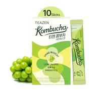 TEAZEN Shine Muscat Kombucha Tea, Hydration Drink Mix, Sugar Free, Live Probiotics & Prebiotics, 10 bastoncini, 50 ml