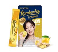 TEAZEN Tè Kombucha caldo al limone e zenzero, mix di bevande idratanti, senza zucchero, probiotici e prebiotici vivi, 10 bastoncini, 50 ml