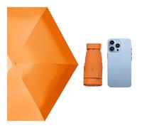 Tebeban Mini ombrello da viaggio - piccolo, compatto, leggero, protezione UV, impermeabile UPF50+, Arancione, Open : 35.5*20.5 in / Close : 8.5 x3 x 1.5 in, Moderno