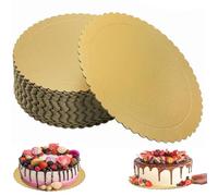Tebery 30 Pack Round Cake Boards Cake Plate, 12-inch Gold Cake Circles Cardboard Base, Disposable Cake Pizza Circle Scalloped Gold Tart Decorating Base StandL8