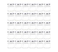 Tebery 30 x mini barattoli di vetro esagonali, con coperchi rivestiti in plastisol argento, per spezie, miele, conserve, regali e artigianato, 45 ml