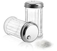Tebery Confezione da 2 dispenser di zucchero in vetro da 340,2 ml, con coperchio in acciaio inox, stile retrò