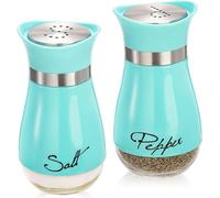 Tebery Saliera e pepiera in acciaio inox e vetro, 113,4 g, ricaricabile, design classico