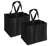 Tebery Set di 2 borse per 12 bottiglie da 1,5 litri ciascuna per un totale di 24 bottiglie, con divisori, da 26 x 27 x 32,5 cm, di colore nero