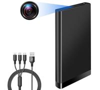 Tebetu Portatile Telecamera Nascosta, 10000mAh Power Bank Micro Camera Spia Nascosta, HD 1080P Mini Spy Cam con Visione Notturna e Sensore di Gravità per Interno/Esterno