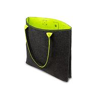 Tebewo Borsa per la spesa in feltro, grande e richiudibile con manici, borsa per la spesa pieghevole per legna da ardere, borsa per la spesa per il trasporto, colore: grigio/giallo fluo