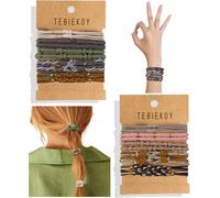 TEBIEKOY 20 elastici per capelli bohémien da donna, elastici senza danni, per capelli sottili e spessi, graziosi supporti per coda di cavallo per ragazze, braccialetti intrecciati per capelli lunghi e