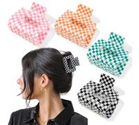 TEBIEKOY Clip per capelli a scacchi per le donne 4 pezzi da 5,1 cm piccole clip per capelli carini per capelli spessi e sottili accessori Y2k
