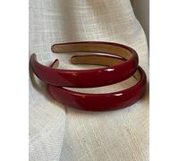 TEBIEKOY Confezione da 2 cerchietti in pelle rossa da donna, in pelle verniciata, antiscivolo, alla moda, vintage, larghi, accessori per capelli rossi