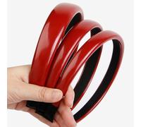 TEBIEKOY Confezione da 3 cerchietti per capelli da donna, in pelle verniciata vintage, antiscivolo, accessori per capelli rossi