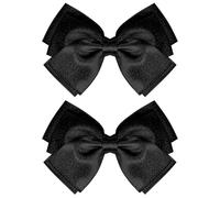 TEBIEKOY Fermagli per capelli per ragazze, 11,4 cm, delicati accessori per capelli in raso, fermagli per capelli a doppio strato, per bambini, donne, regalo di compleanno e Natale, set da 2 (nero)