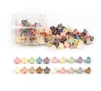 TEBIEKOY - Set di 100 mini fermagli per capelli colorati a forma di fiore, piccoli fermagli per capelli a forma di cuore, graziosi fermagli per capelli, forcine per capelli, accessori per capelli da