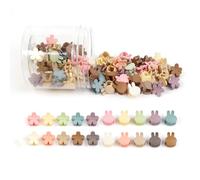 TEBIEKOY - Set di 100 mini fermagli per capelli colorati a forma di fiore, piccoli fermagli per capelli, mini fermagli per capelli con orecchie da coniglietto, graziosi fermagli per capelli, forcine