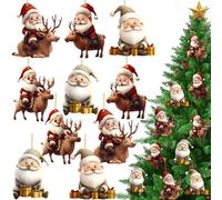 TEBOKHAD 10 Pezzi Ciondoli Natalizi Decorazione Di Natale Specie Gnomo in Acrilico, Appendere Ornamento Decorazioni per Albero Di Natale Perfetto La Casa Regali Feste