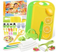 TEBOKHAD 29 Coltelli Da Cucina per Bambini, Coltelli per Bambini Antitaglio per Tagliare E Cucinare, Frutta O Verdura, Set Coltelli Da Cucina per Adatti Ai Più Piccoli