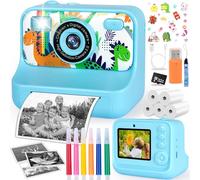 TEBOKHAD Macchina Fotografica Bambini Istantanea, Macchina Fotografica Istantanea Bambini HD/1080p Con Carta Da 32g, 5 Carta Da Stampa E Penne Colorate, Schermo Da 2,4 Pollici per Regalo Di Natale