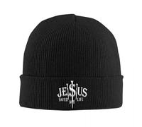 TEBTRGK Gesù ha Salvato la mia Vita Cappelli Autunno Inverno Berretto Caldo Citazioni cristiane Berretto Femminile Maschile Acrilico Cappello Lavorato a Maglia