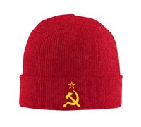 TEBTRGK Personalizzato Russo Sovietico Bandiera Skullies Berretti Berretti Caldo Cappello Lavorato A Maglia Unisex Adulto CCCP URSS Martello E Falce Bonnet Cappello