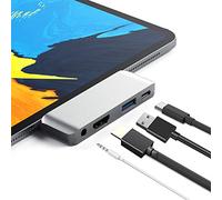 Tec-Digi Hub USB C 4 in 1 compatibile con MacBook Pro/Air 2019 2018 2017 2016 13" 15" adattatore Dual Type C compatibile con Thunderbolt 3, 60W Power, 4K HDMI, 1xUSB 3.0 1x 3.5mm