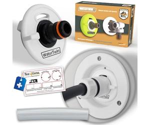 Tec4Camp® WATERTWIN 2-Pin D:65/70 adattatore acqua per serbatoio | Compatibile raccordo Gardena | Accessorio camper caravan van | Per bocchettone riempimento | Solo tappo FIAMMA