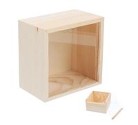 Teca da esposizione Scatola Portaoggetti In Legno Con Coperchio Scorrevole, 15x15x8 CM, Grezzo Scrigno Per La Conservazione Domestica Fai Te