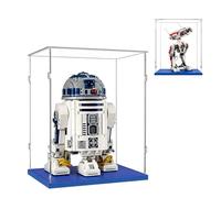 Teca Espositiva 25x25x35 con Base Blu,3mm Acrilico Trasparente Antipolvere Vetrina per R2-D2 75308 75379 BD-1 75335 Bumblebee 10338 Pop Mart 400% Figure Bambole